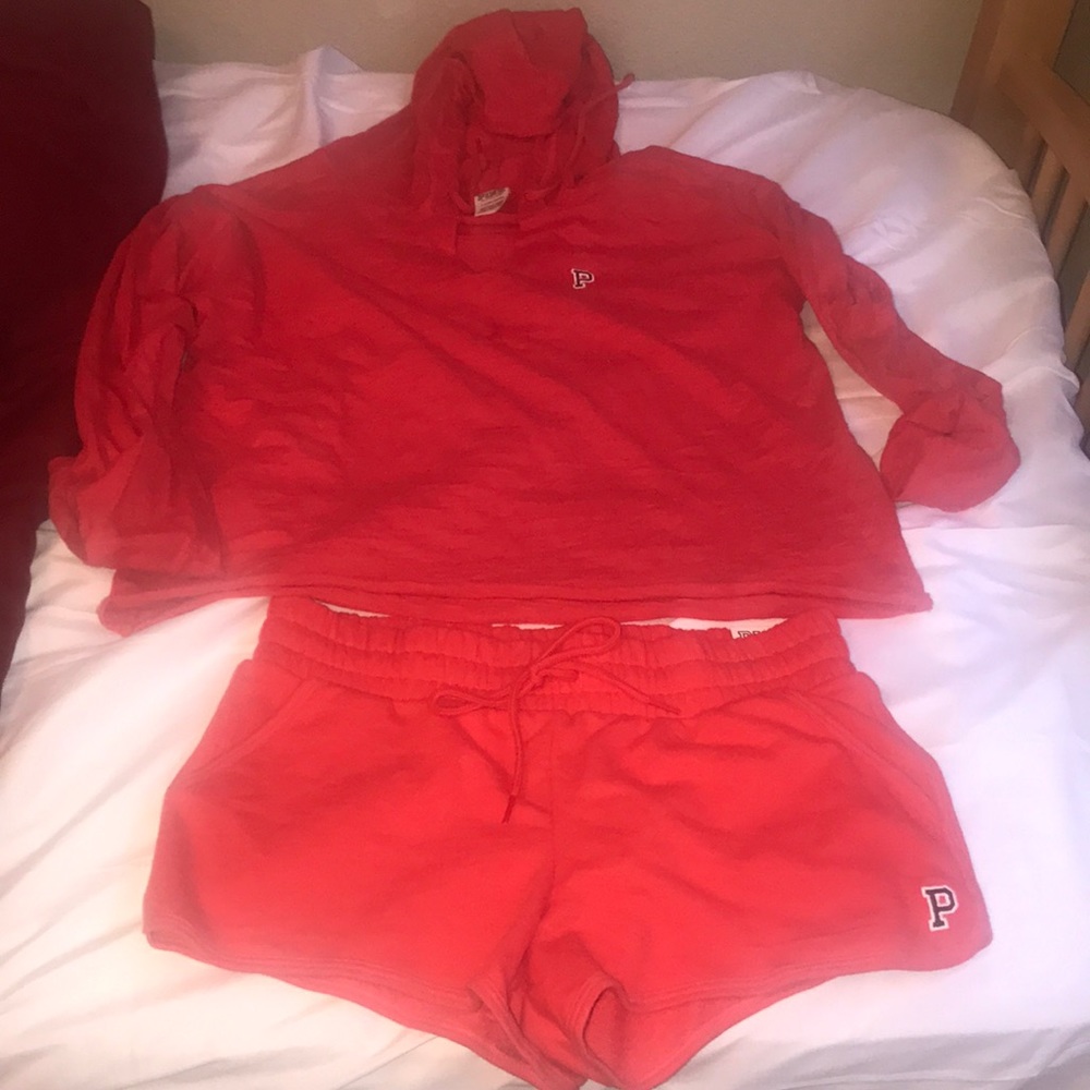 2 Piece Red/Orange LOVE PINK Short Set